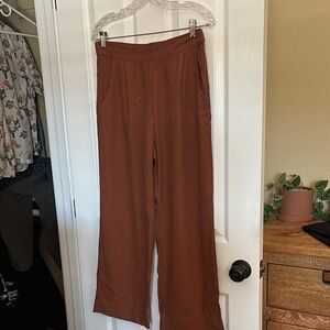 Me&Arrow Flat Front Linen Blend Wide Pants